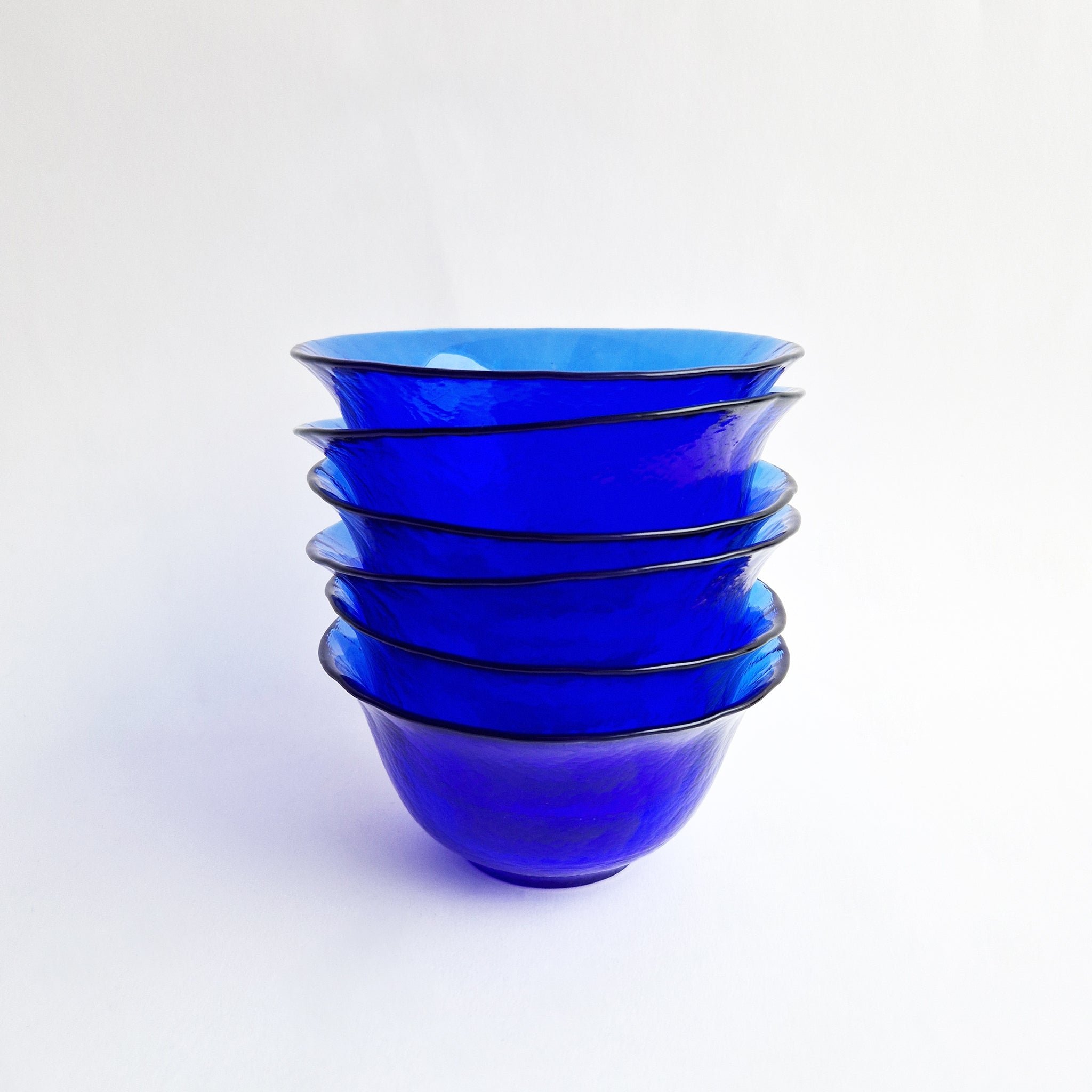 Vintage Murano cobalt blue dessert bowl set