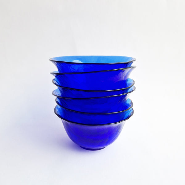 Vintage Ca'Manin Murano cobalt blue dessert bowl set