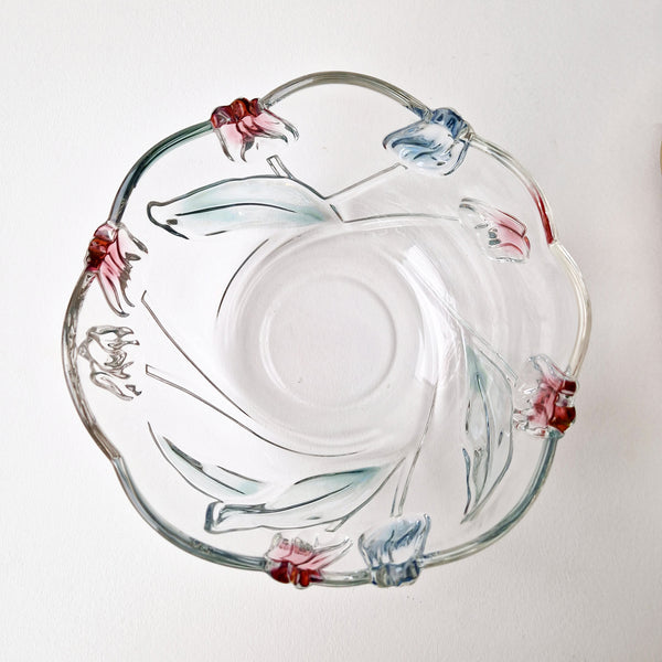 Vintage crystal bowl with tulip pattern
