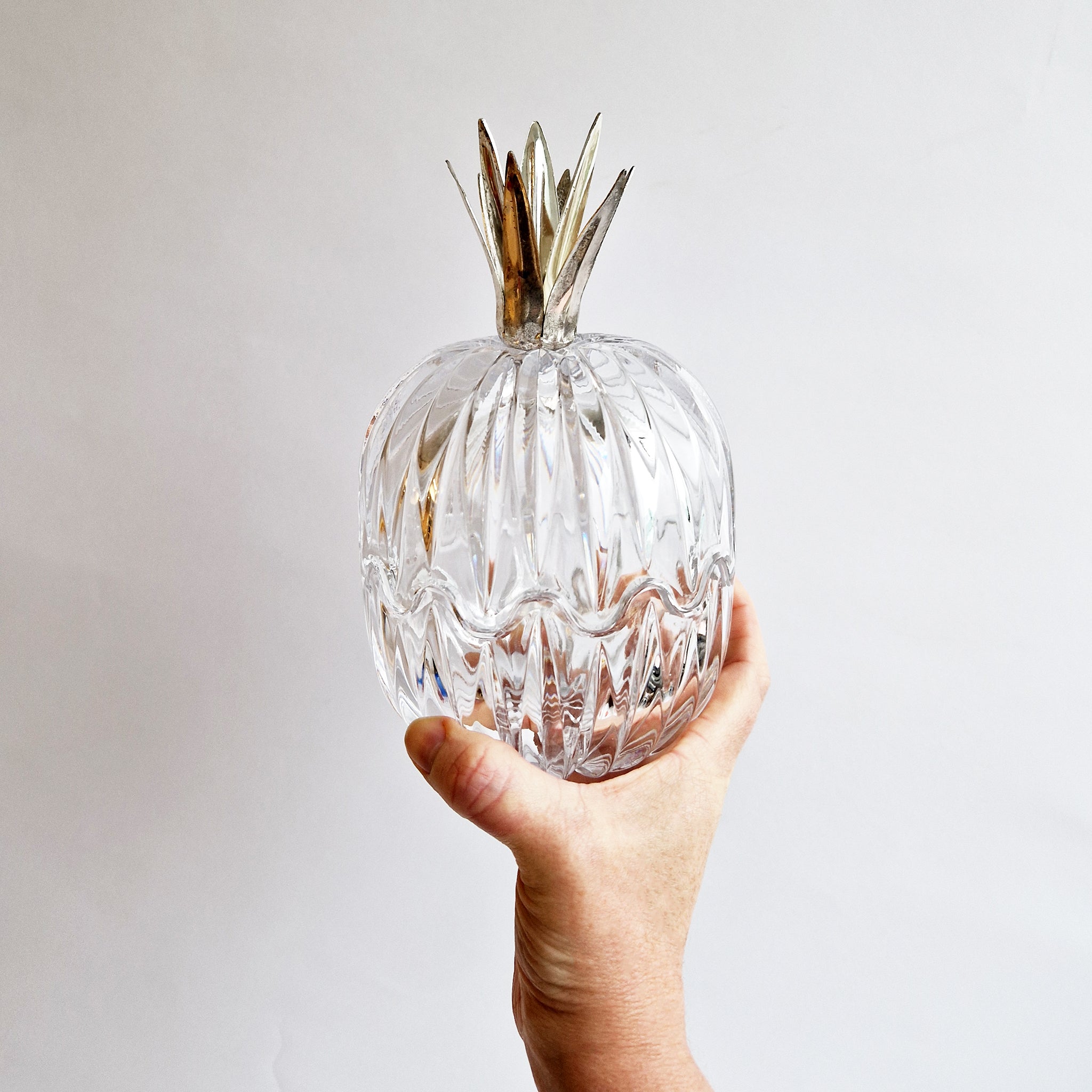 Vintage crystal pineapple lidded bowl