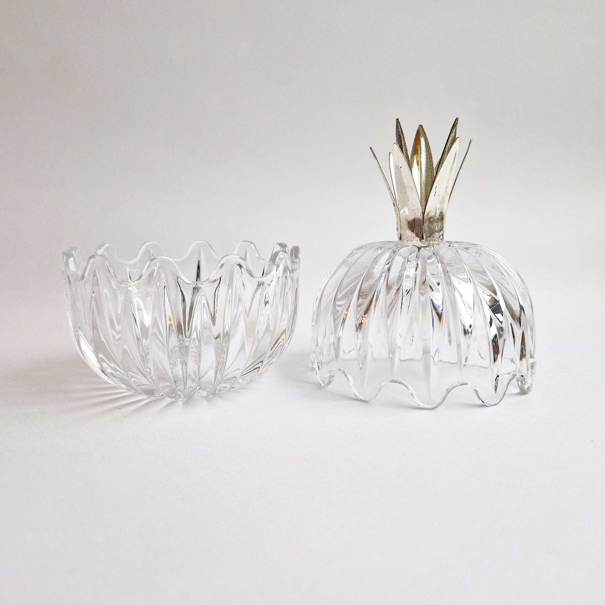 Vintage crystal pineapple lidded bowl