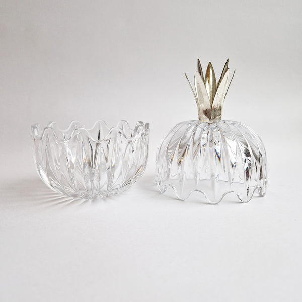 Vintage crystal pineapple lidded bowl