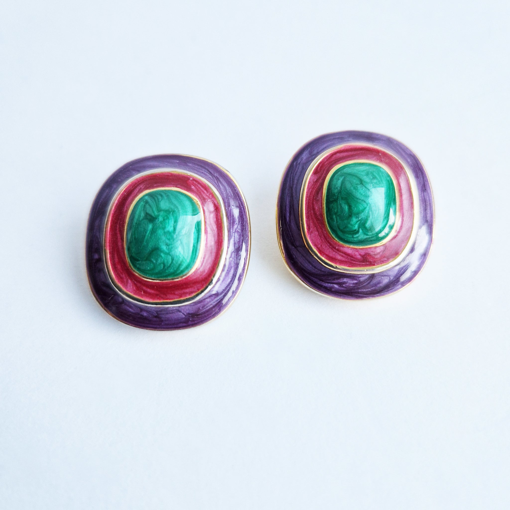 Vintage enamel clip-on earrings