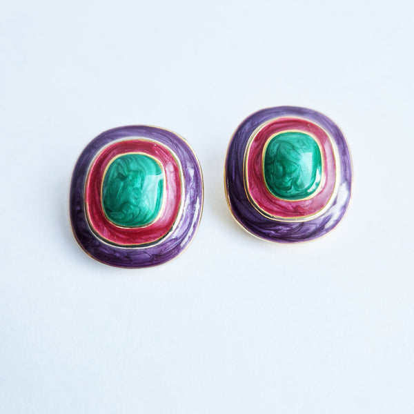 Vintage enamel clip-on earrings