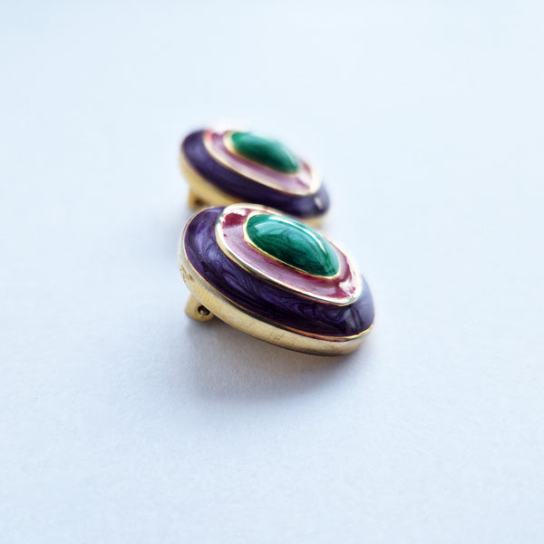 Vintage enamel clip-on earrings