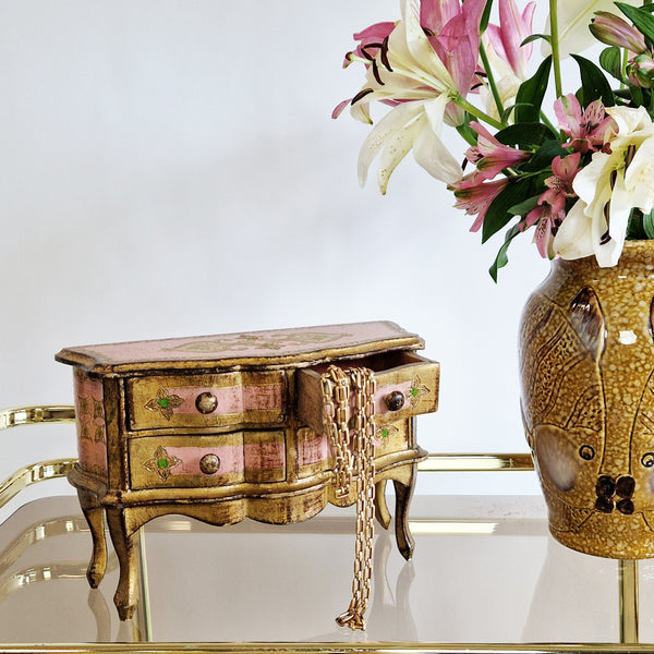 Vintage miniature Florentine chest of drawers jewelry box