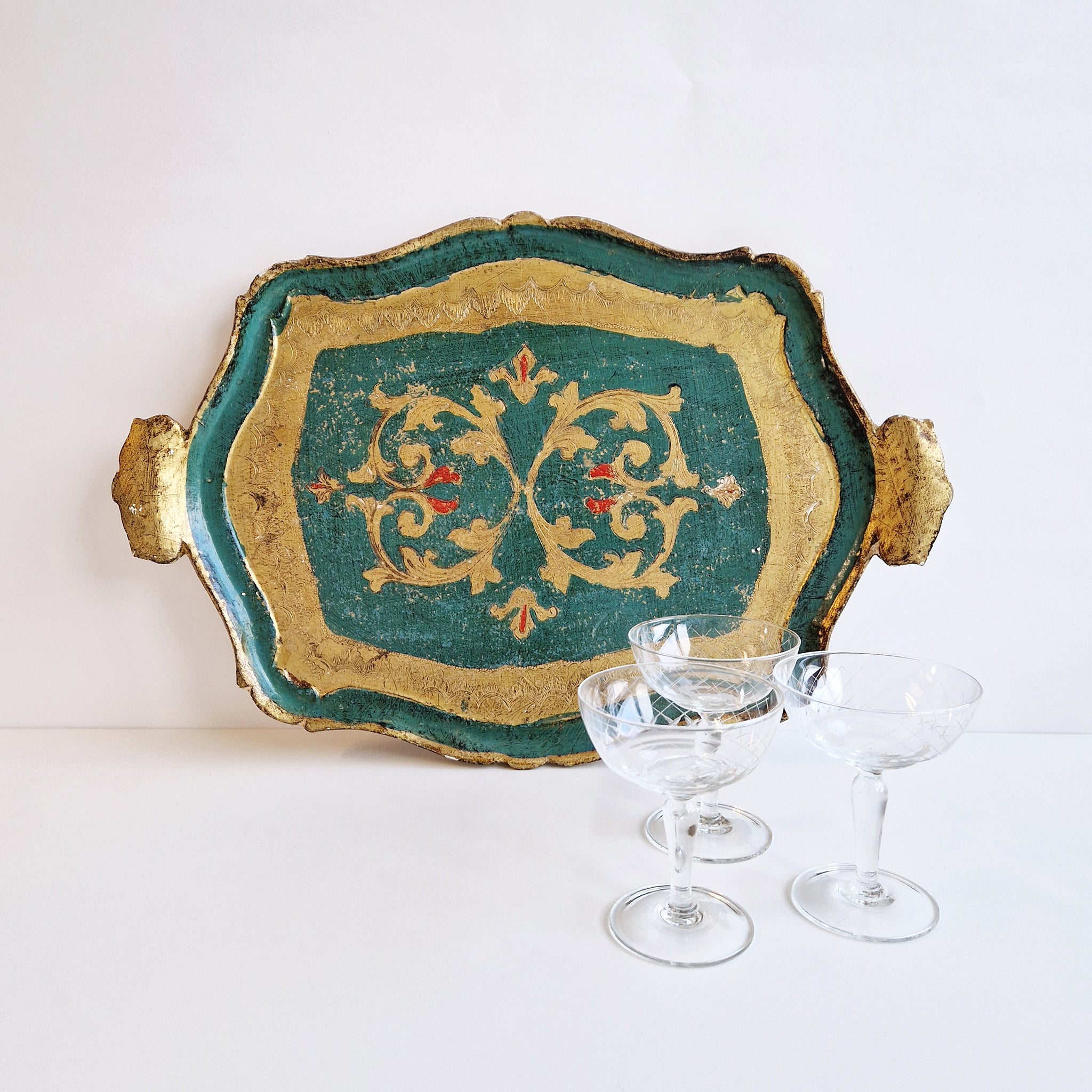 Vintage Florentine-style painted tray