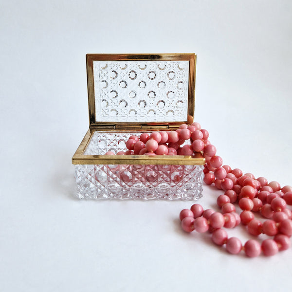 Mid-century glass and brass jewelry box