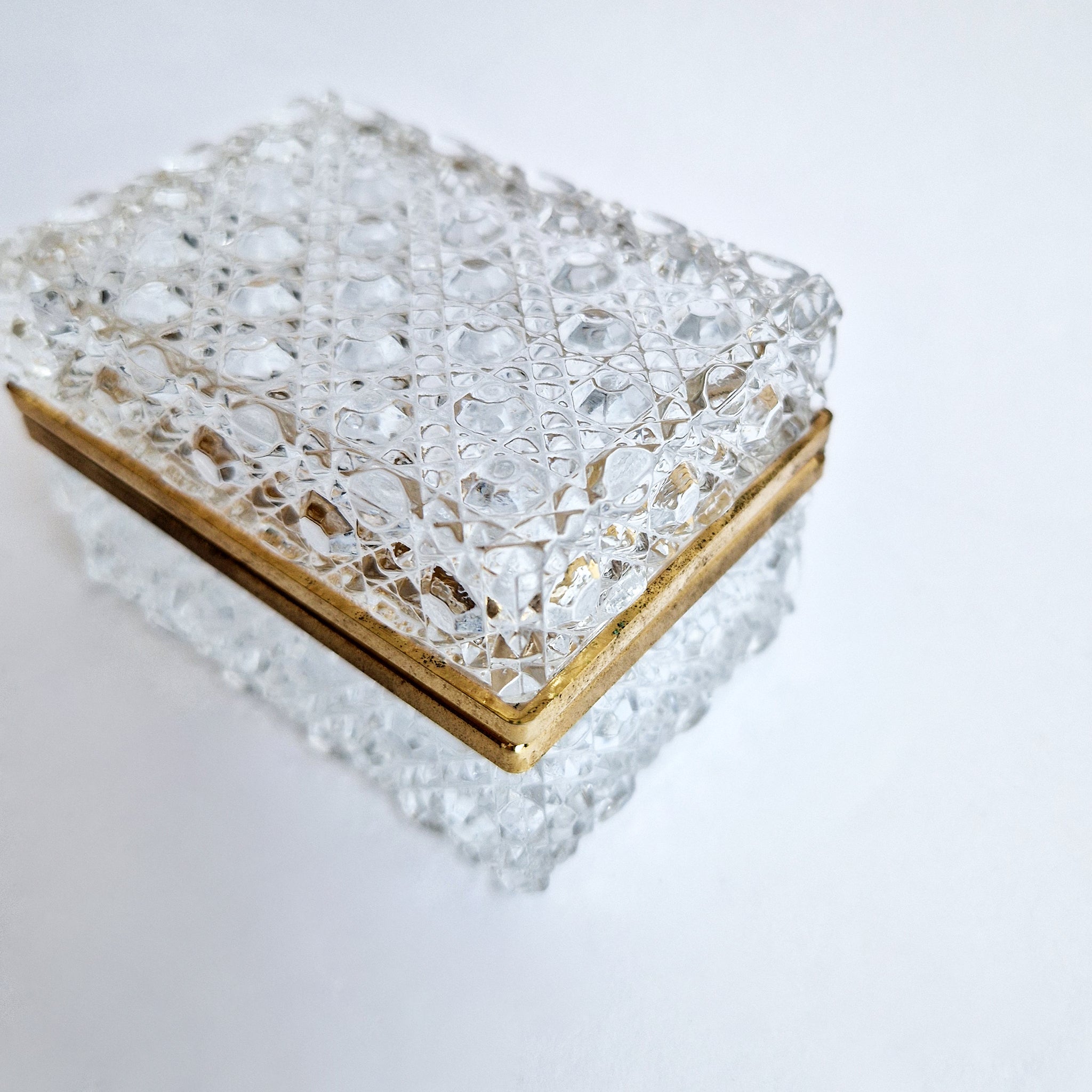 Mid-century glass and brass jewelry box