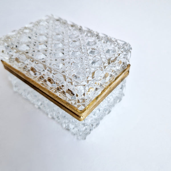 Mid-century glass and brass jewelry box