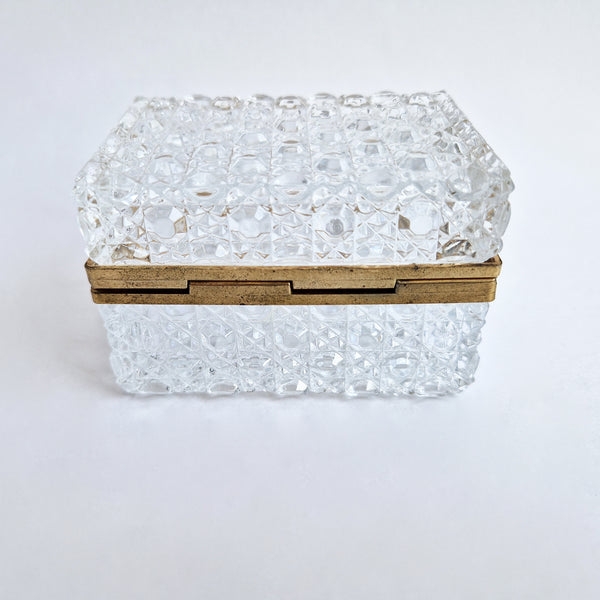 Mid-century glass and brass jewelry box