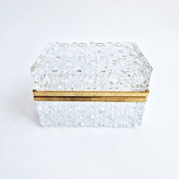 Mid-century glass and brass jewelry box