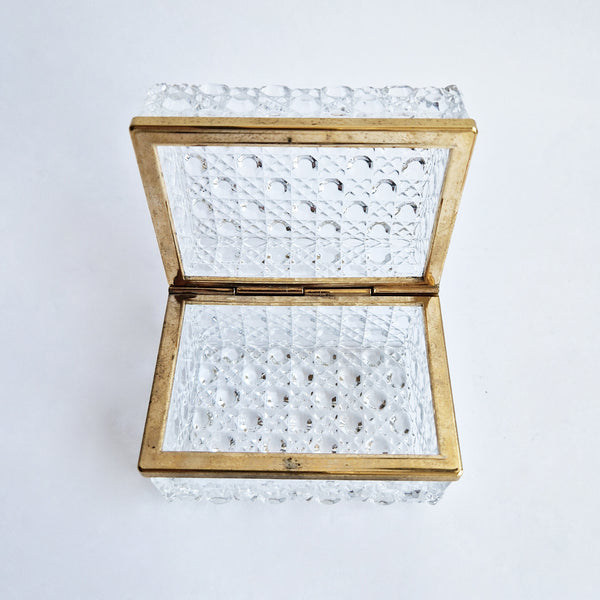 Mid-century glass and brass jewelry box