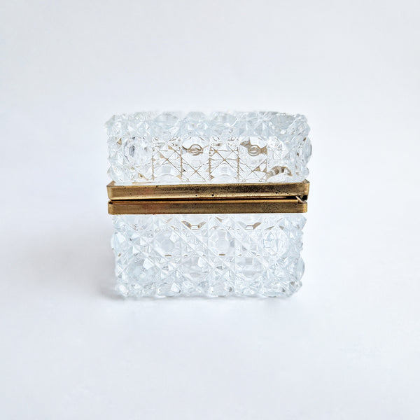 Mid-century glass and brass jewelry box