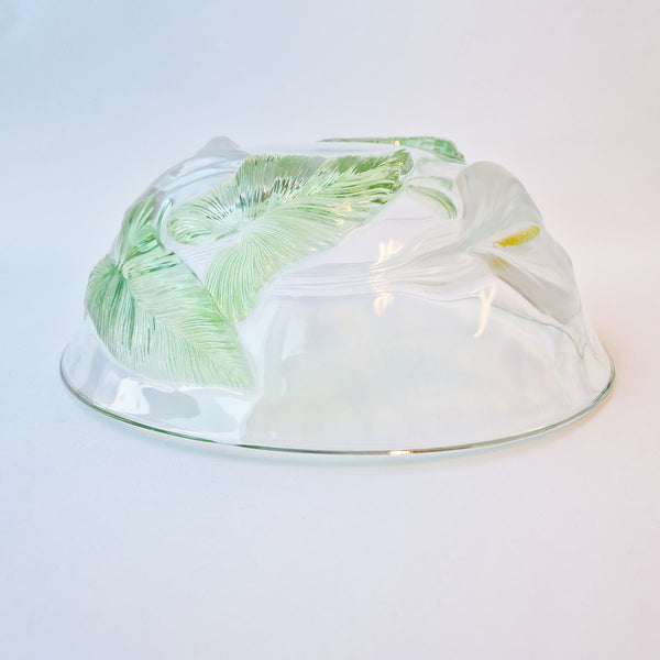 Vintage glass bowl with Arum lilies by Luminarc