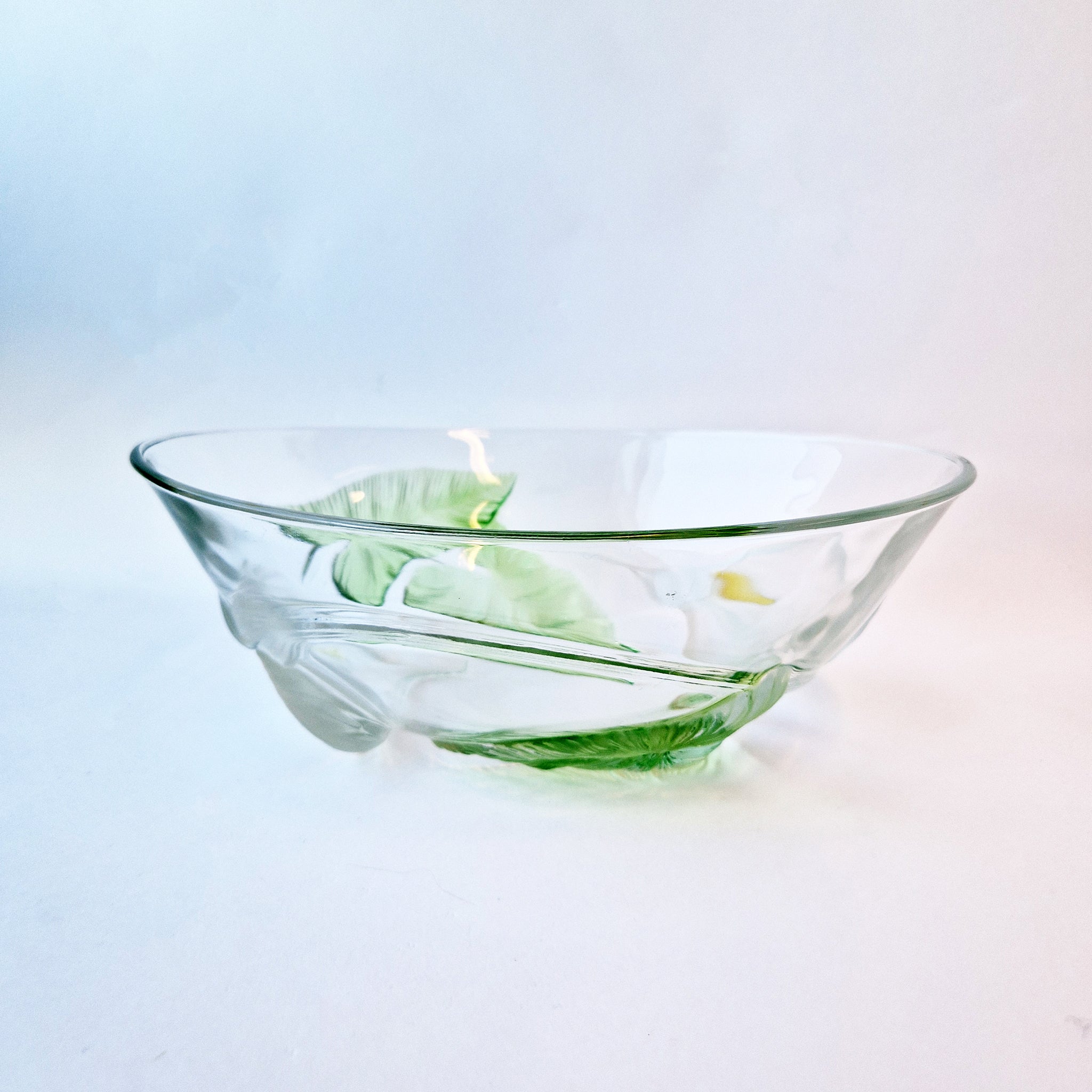 Vintage glass bowl with Arum lilies by Luminarc