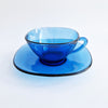 Vintage blue glass cups and saucers
