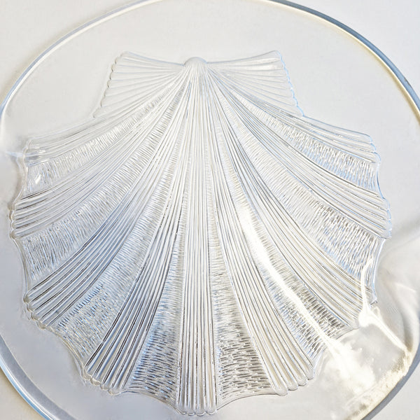 Vintage Italian glass tray with seashell motif