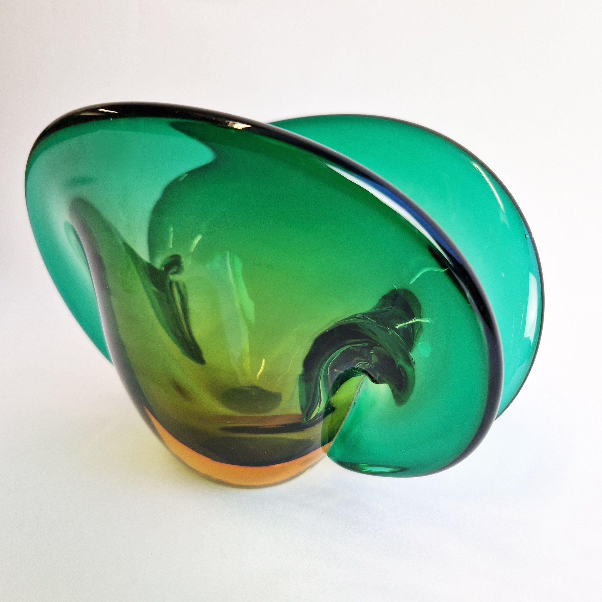 Vintage Murano glass shell bowl by Seguso dalla Venezia