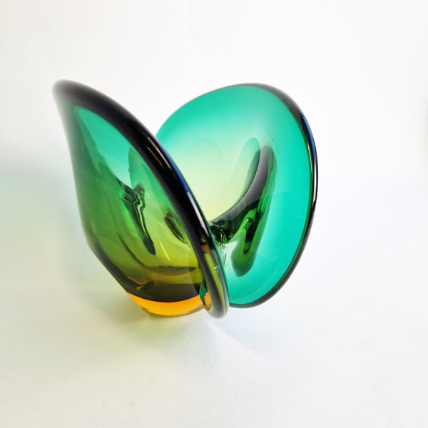 Vintage Murano glass shell bowl by Seguso dalla Venezia