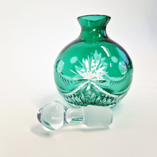 Vintage green cut crystal perfume bottle