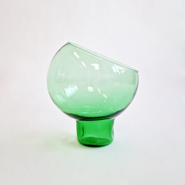 Vintage green glass plant pot