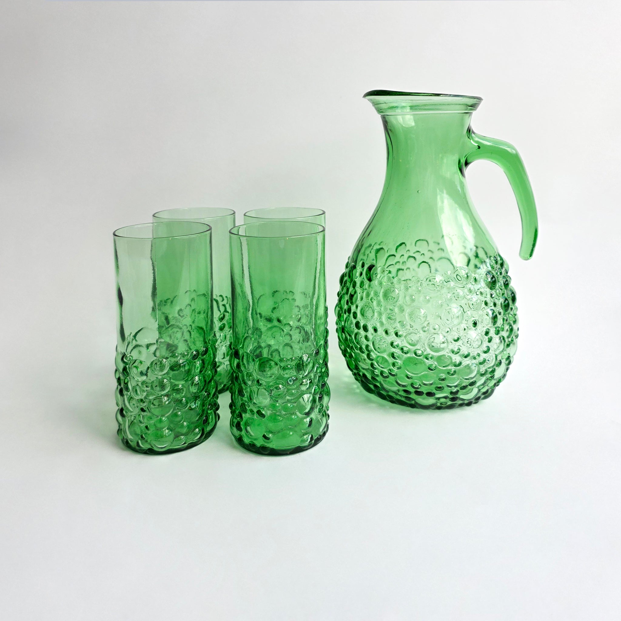 1970s bubble glasses and jug set by Vetreria Etrusca