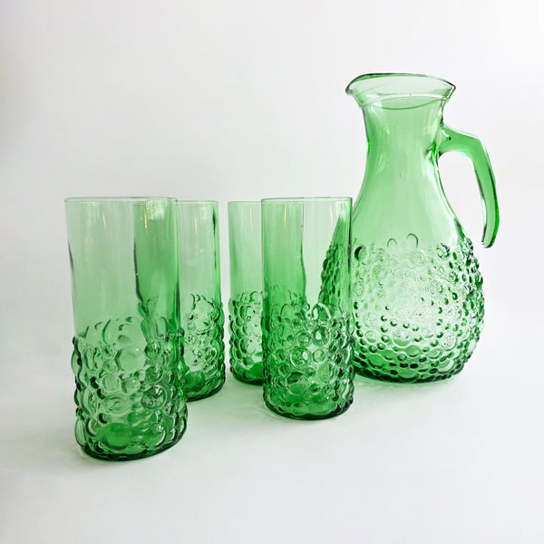 1970s bubble glasses and jug set by Vetreria Etrusca