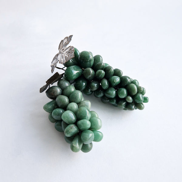 Vintage Italian green aventurine grape bunches (Set of 2 bunches)