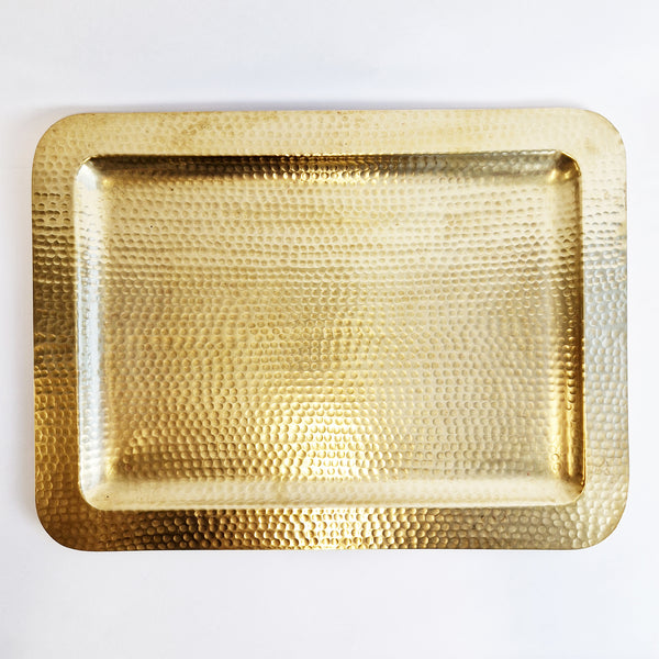 Vintage Italian hammered brass tray