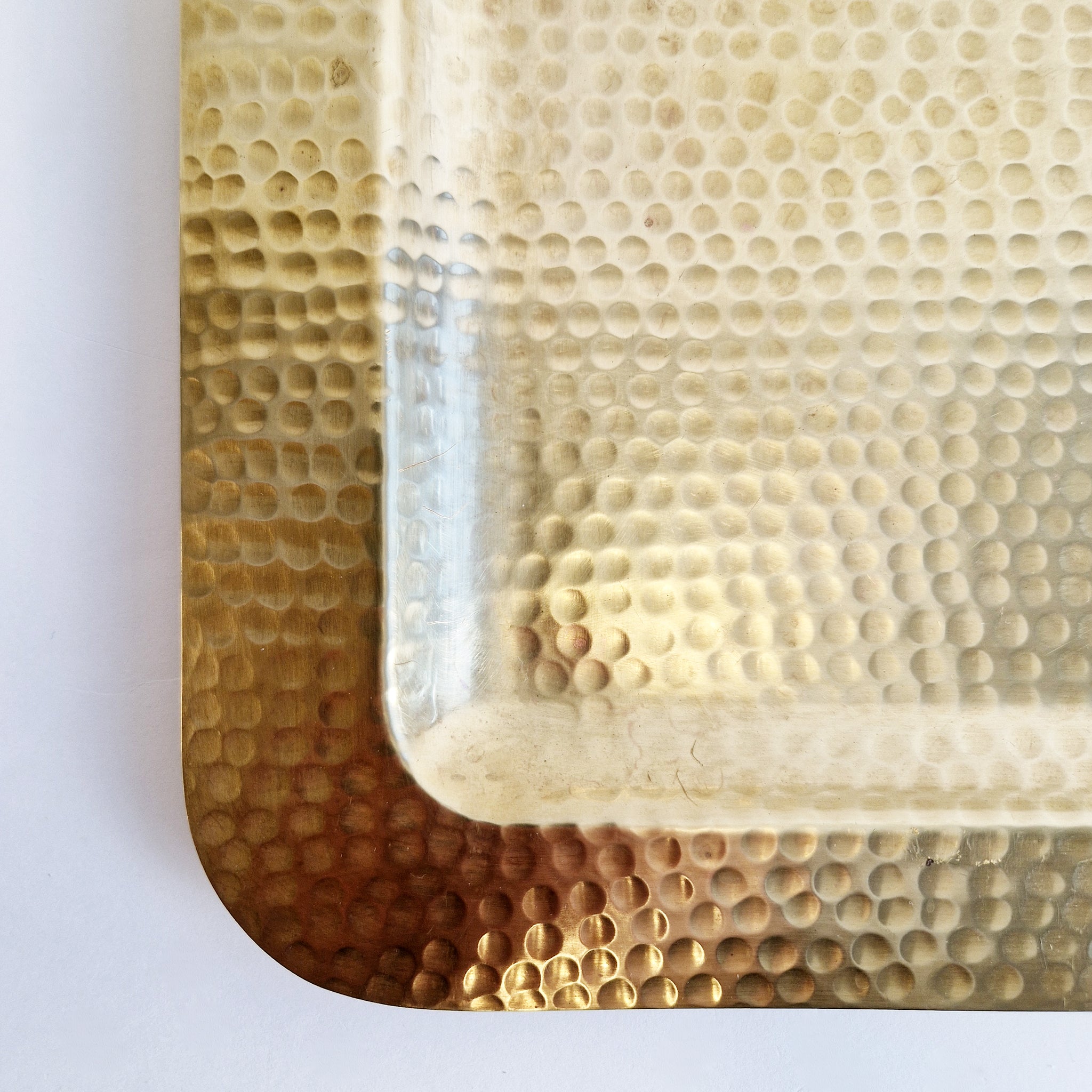 Vintage Italian hammered brass tray