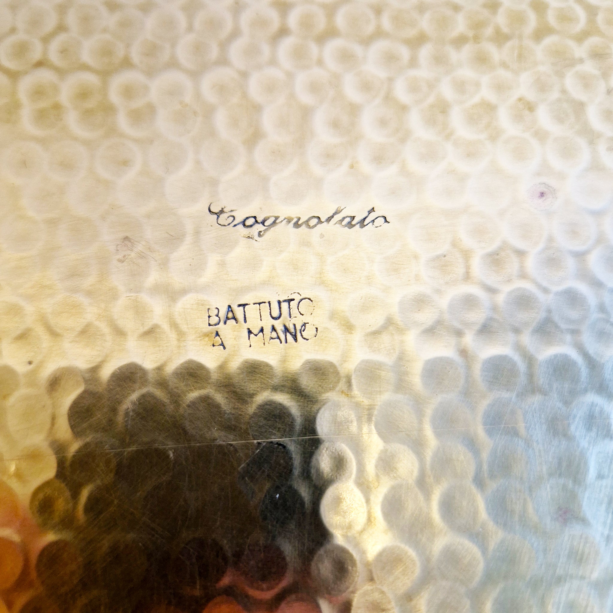 Vintage Italian hammered brass tray