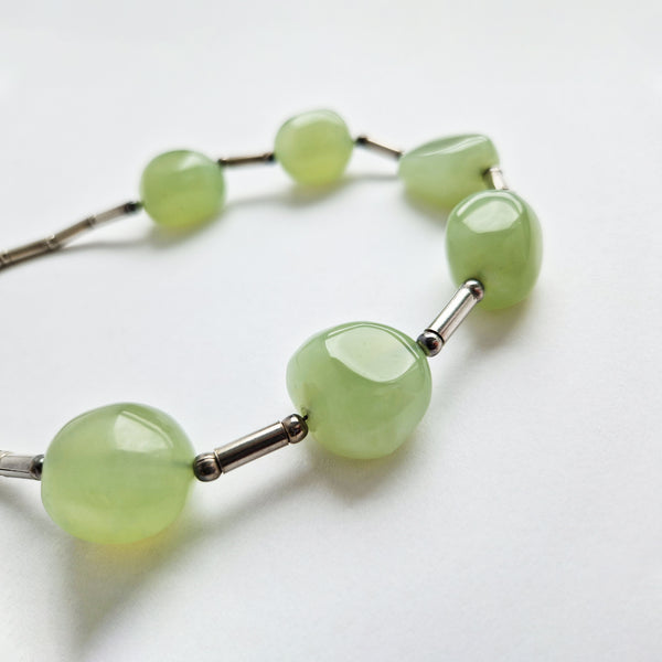 Vintage jade and silver choker necklace