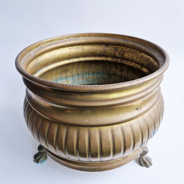 Vintage Italian brass planter with lion's feet