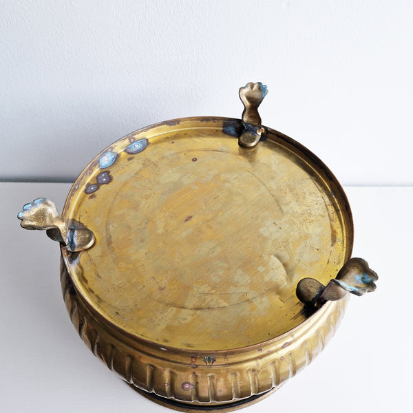 Vintage Italian brass planter with lion's feet