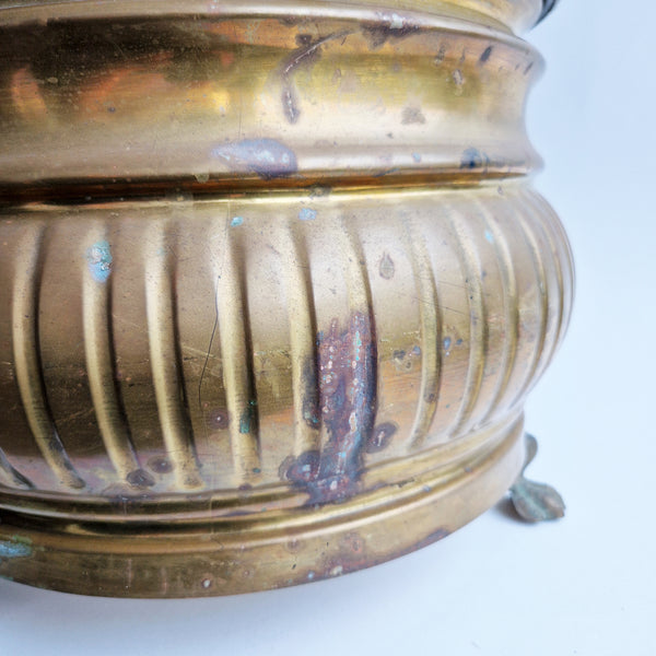 Vintage Italian brass planter with lion's feet