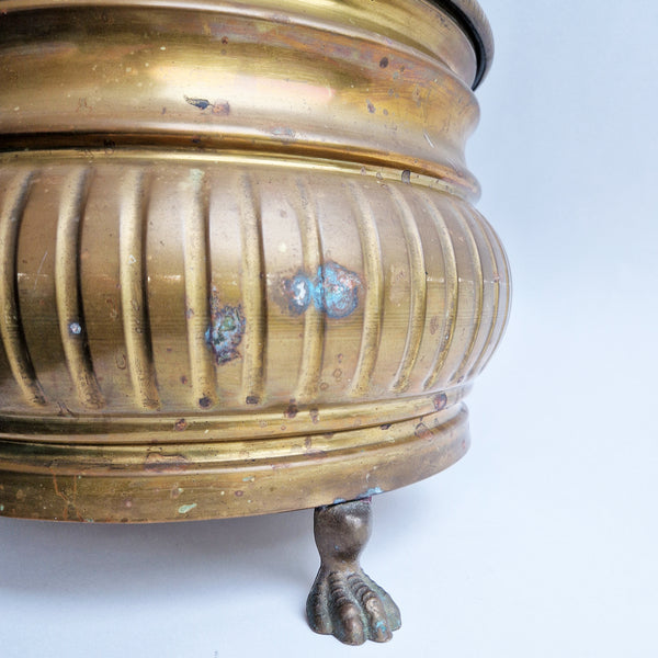 Vintage Italian brass planter with lion's feet