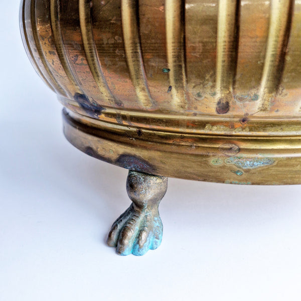 Vintage Italian brass planter with lion's feet