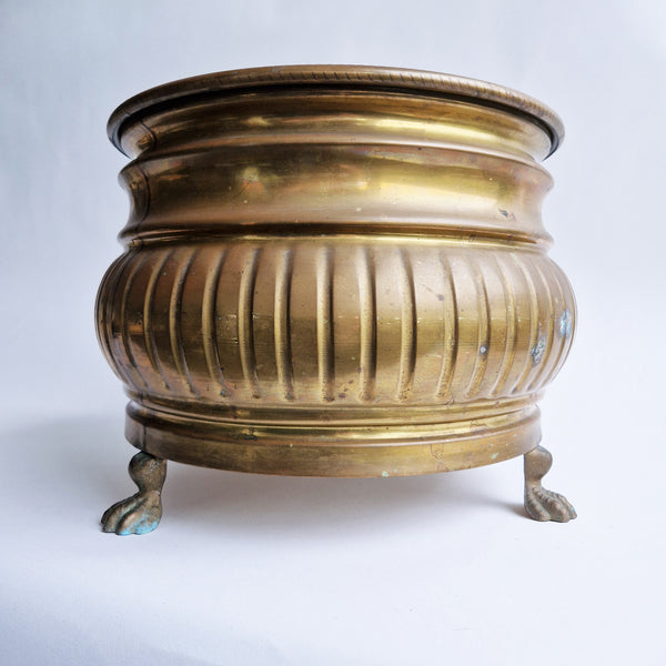 Vintage Italian brass planter with lion's feet