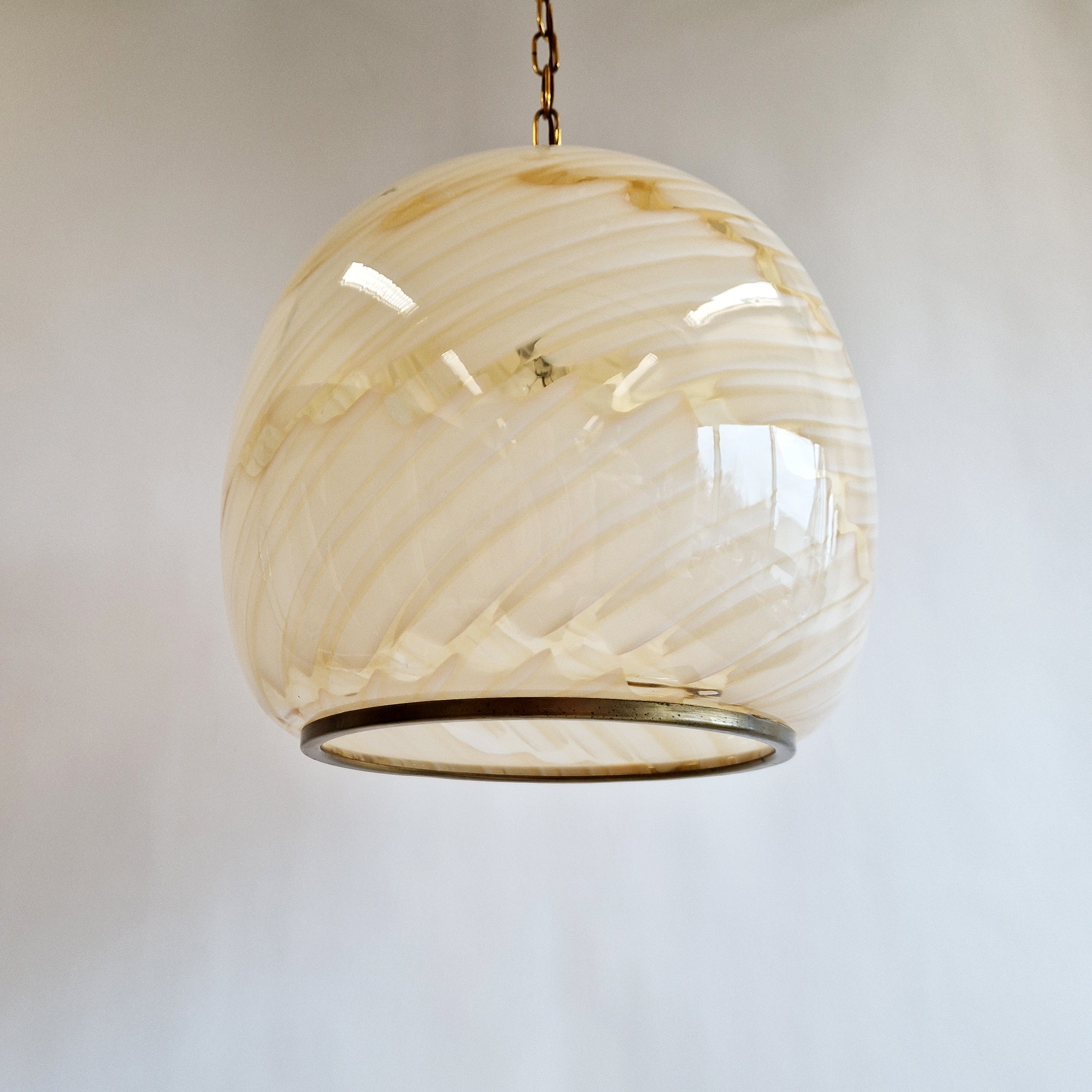 Vintage Italian Murano swirl ball hanging light