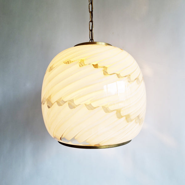 Vintage Italian Murano swirl ball hanging light