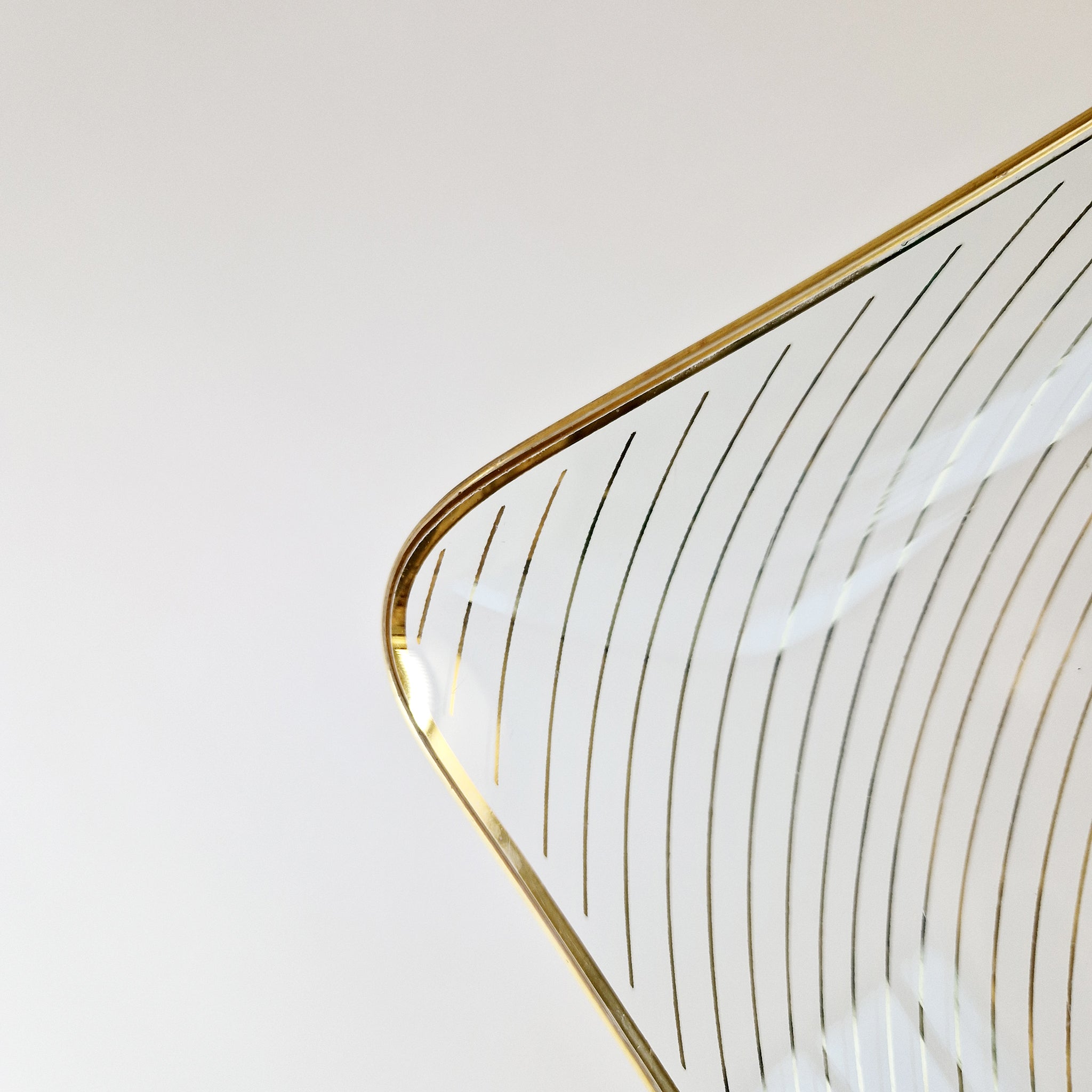 Vintage large glass tray with swirly pattern