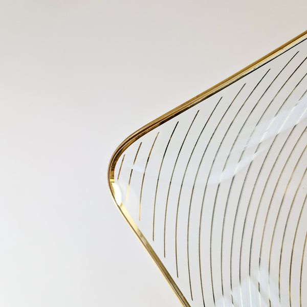 Vintage large glass tray with swirly pattern