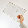 Vintage large glass tray with swirly pattern