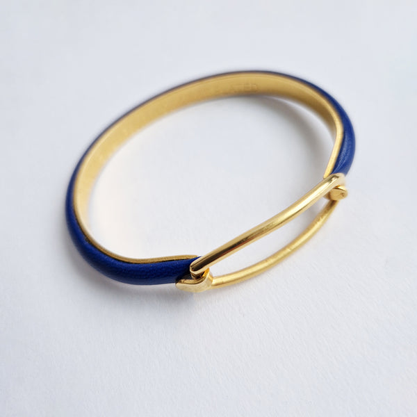 Pre-loved leather and gold bracelet by Mannelli