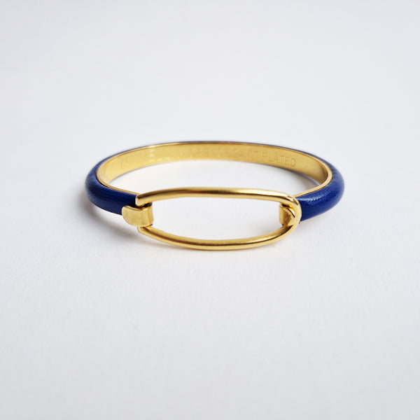 Pre-loved leather and gold bracelet by Mannelli