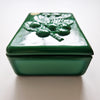 Vintage Bohemian Czech malachite glass trinket box with cherries