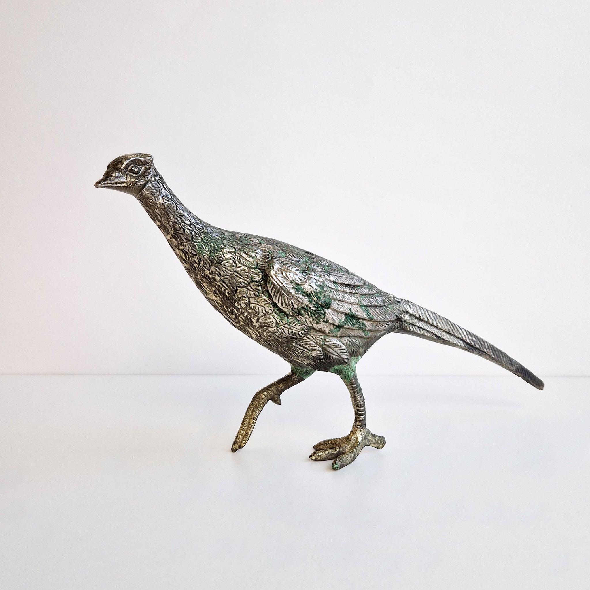 Vintage metal pheasant statue