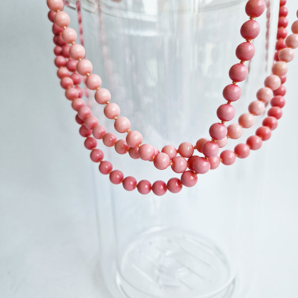 Vintage pink beaded necklace