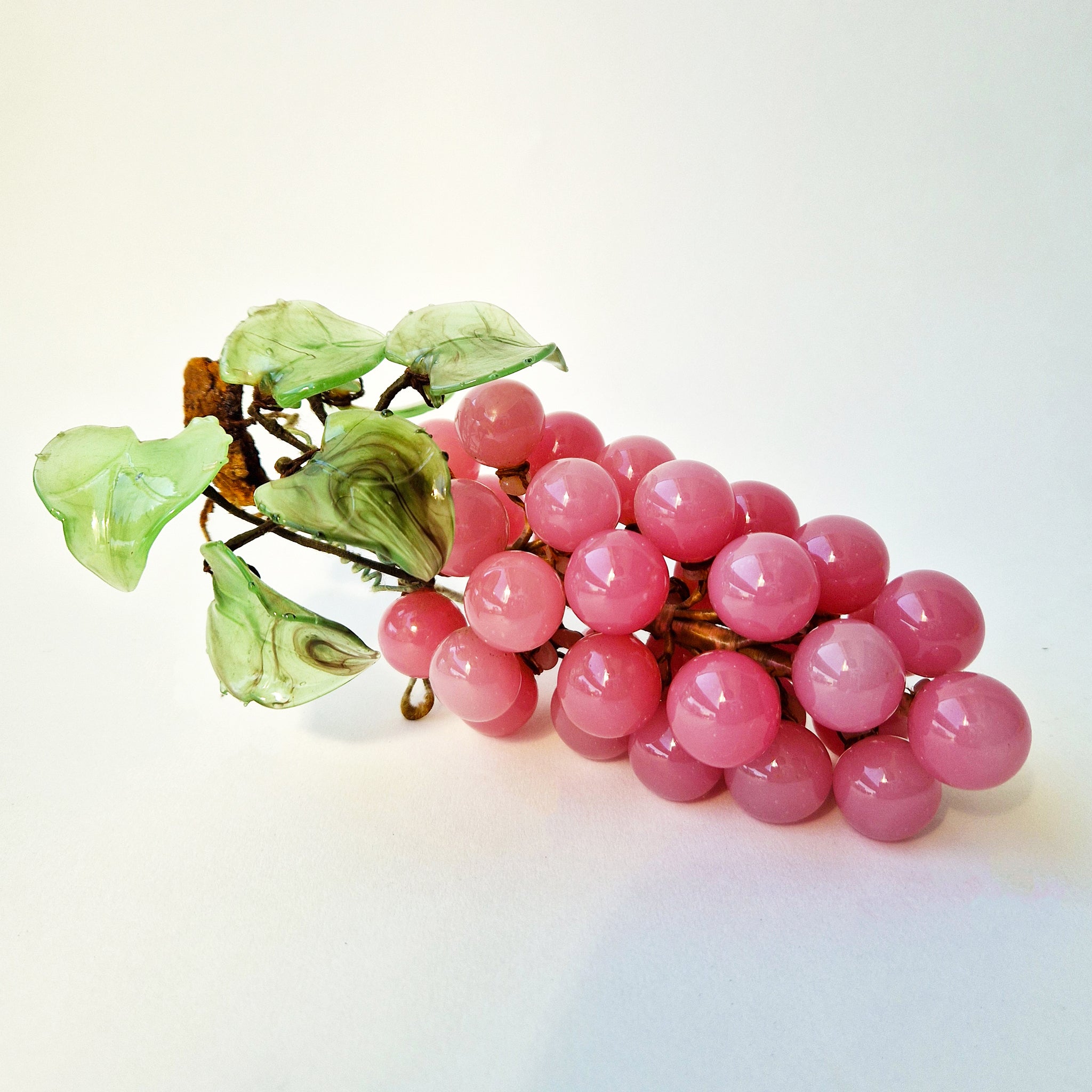 Vintage pink glass bunch of grapes